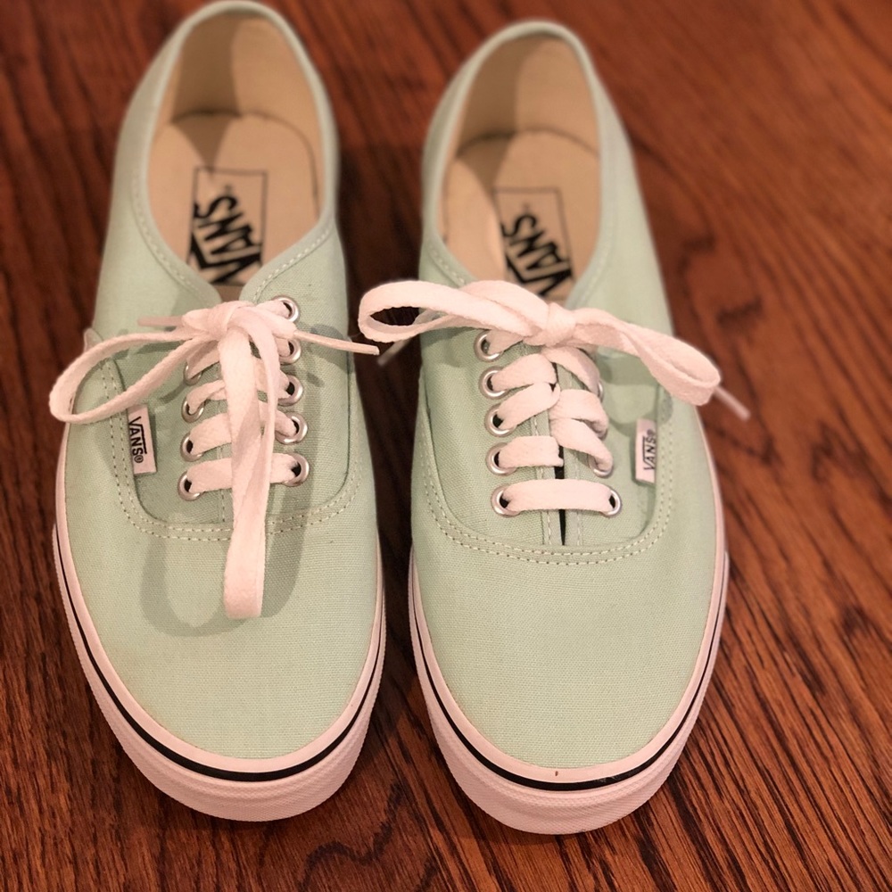 Authentic Vans light teal sneakers. Worn once!